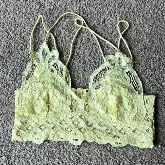 Free People Intimately FP Adella Longline Bralette Daffodil Yellow - Picture 3 of 8